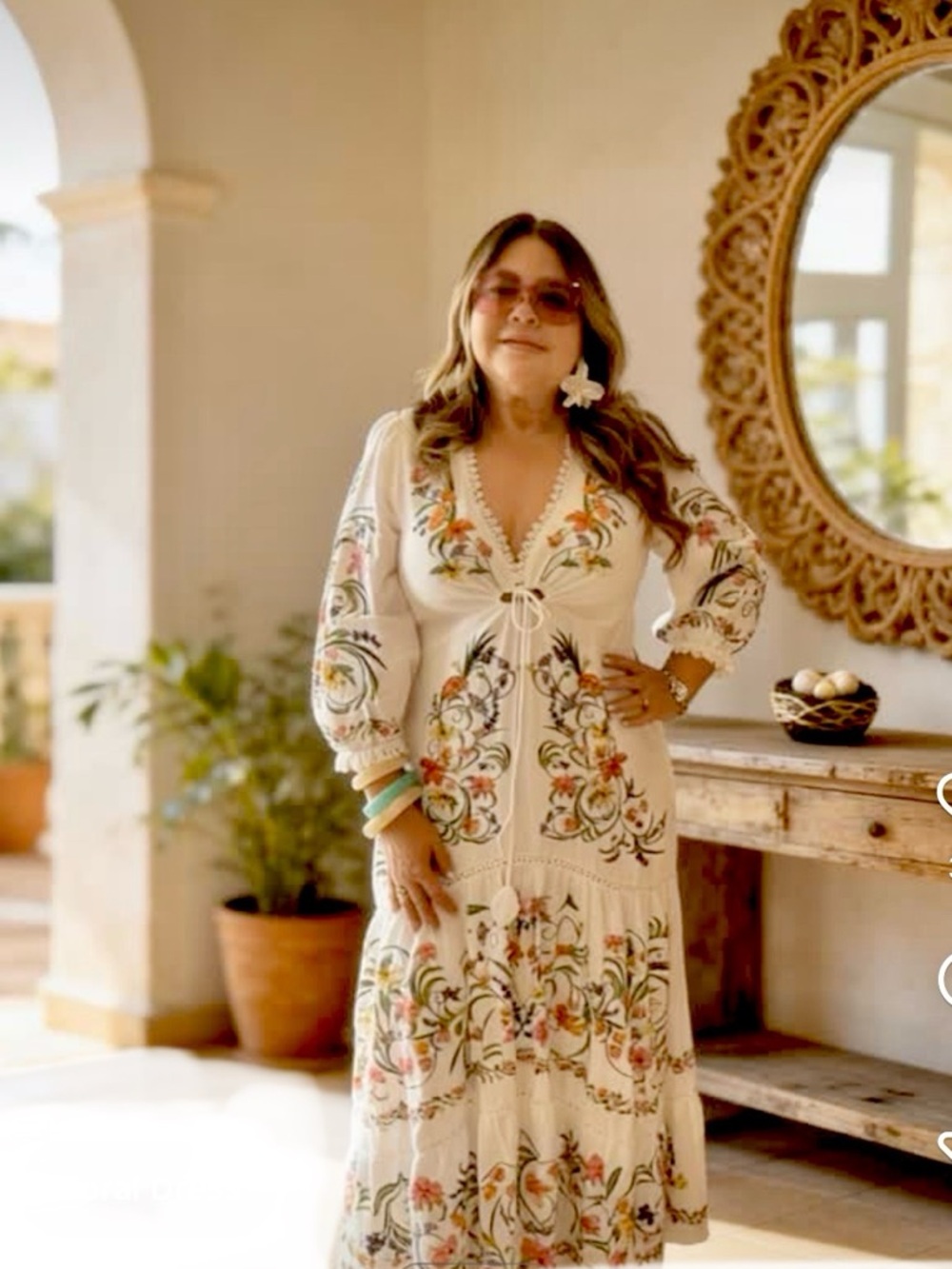 FARM Rio White Linen Blend Multicolor Floral Printed Maxi Dress Size Small NWT - Picture 15 of 16